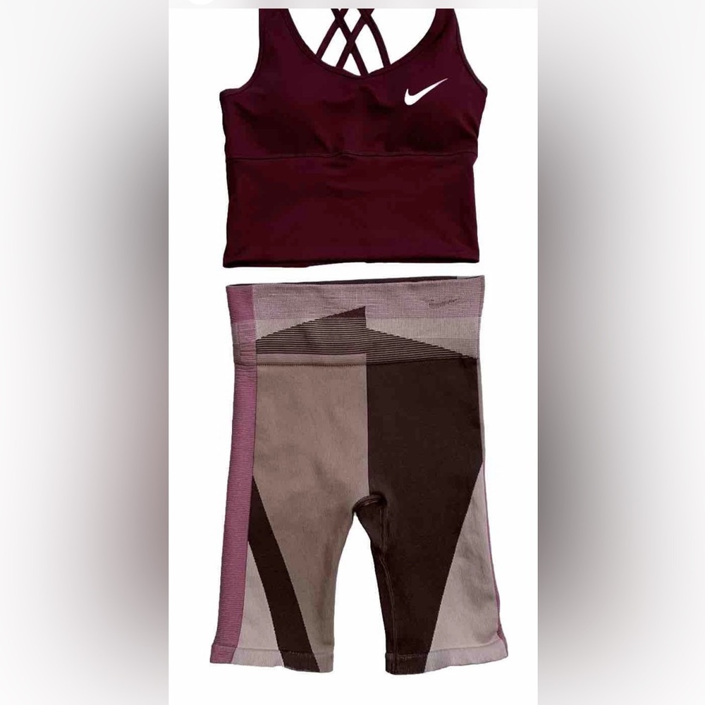 Lot of 2 Nike Women's Sz S/M Yuna Sports Bra & Sz M  Lux Tight Fit Shorts